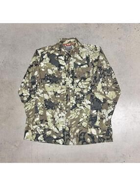 Simms Double Haul Long Sleeve Veil Camo Button Down Shirt Men Large Hunting Fish